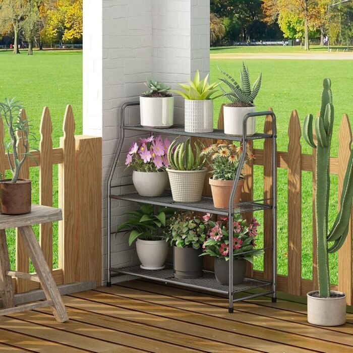 Simple Trending Plant Stand Outdoor Indoor 3 Tier Metal Waterproof Plant Shelf for Living Room Balcony Garden - Image 5