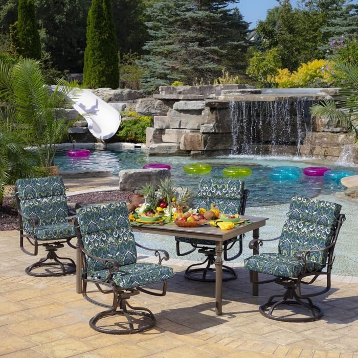 Arden Selections Outdoor Chair Cushion, 21 x 20, Water Repellent, Fade Resistant 21 x 20, Sapphire Aurora Blue Damask - Image 6