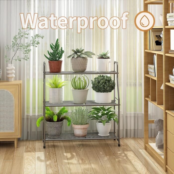 Simple Trending Plant Stand Outdoor Indoor 3 Tier Metal Waterproof Plant Shelf for Living Room Balcony Garden - Image 4