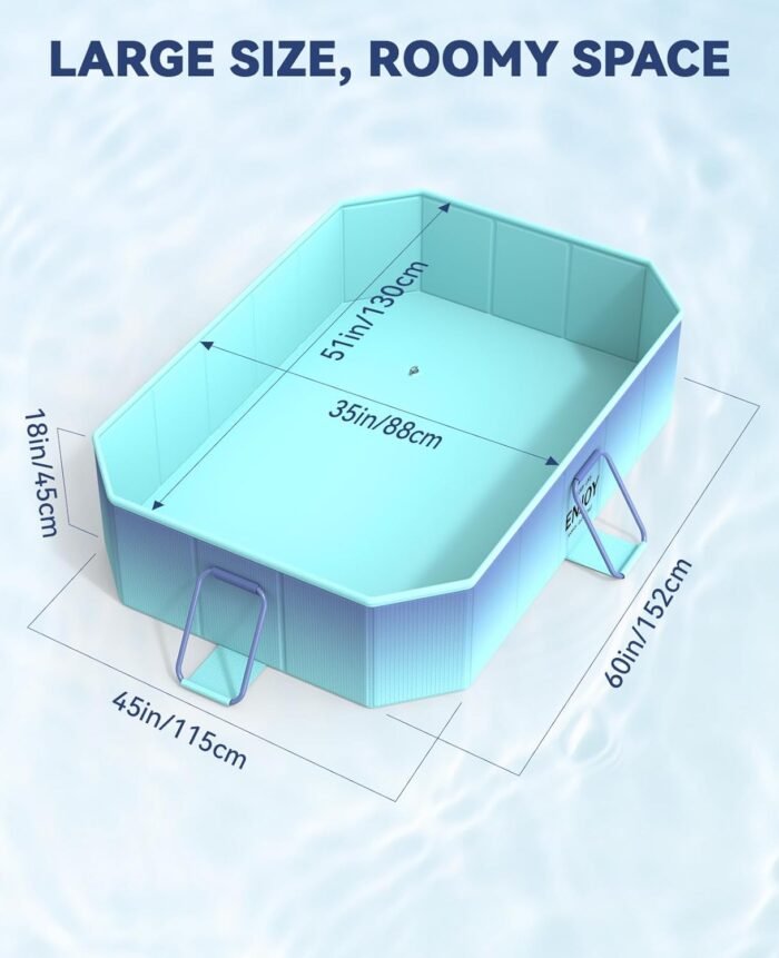 HeySplash Foldable Pool, Non Inflatable Pools for Kids and Adults, Outdoor Pool with Metal Bracket, Foldable Dog Pool Swimming Pool, Kids Pools for Backyard Outdoor Garden - Image 6