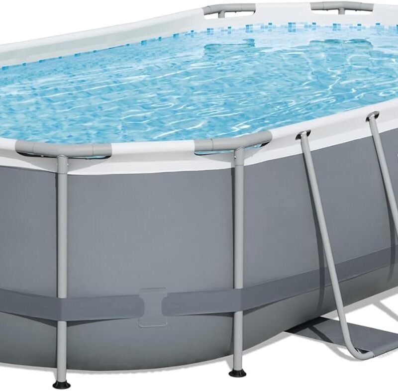 Bestway Power Steel 14' x 8'2" x 39.5" Oval Above Ground Pool Set | Includes 530gal Filter Pump, Ladder, ChemConnect Dispener
