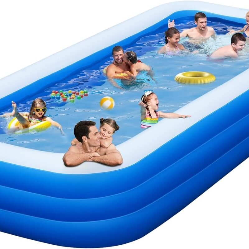 Big Inflatable Pool with Pump, Lylting 158"x74"x22" Extra Large Thicken Blow Up Pool for Adults, Full Size Family Inflatable Swimming Pools for Backyard Home Garden Outdoor