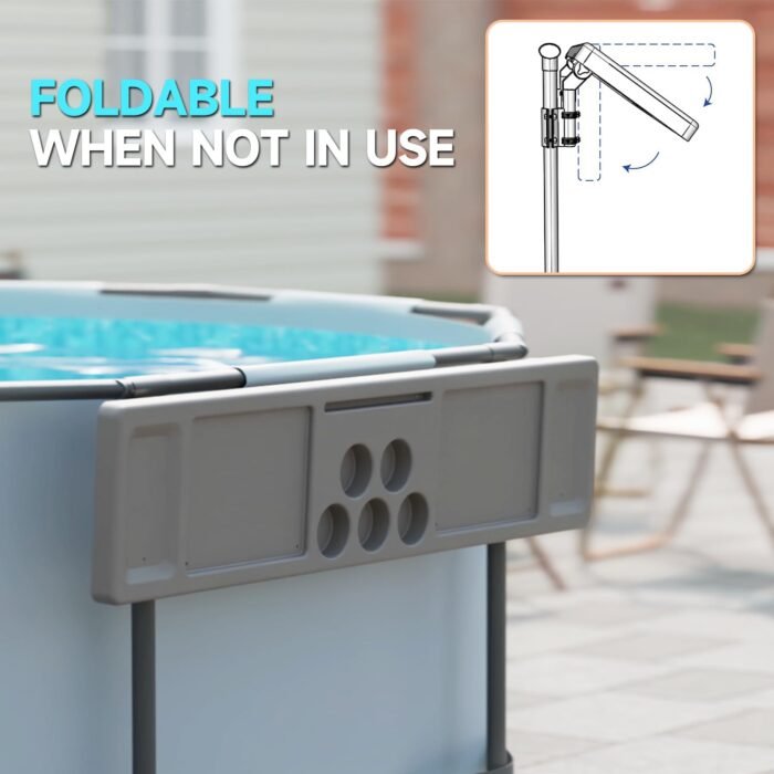 Above Ground Pool Bar Table, 2 in1 Poolside Drink Holder with 5 Cup Holders, Must Have Swimming Pool Accessories for Adults, Portable Swim Up Bar, 47×11in - Image 6