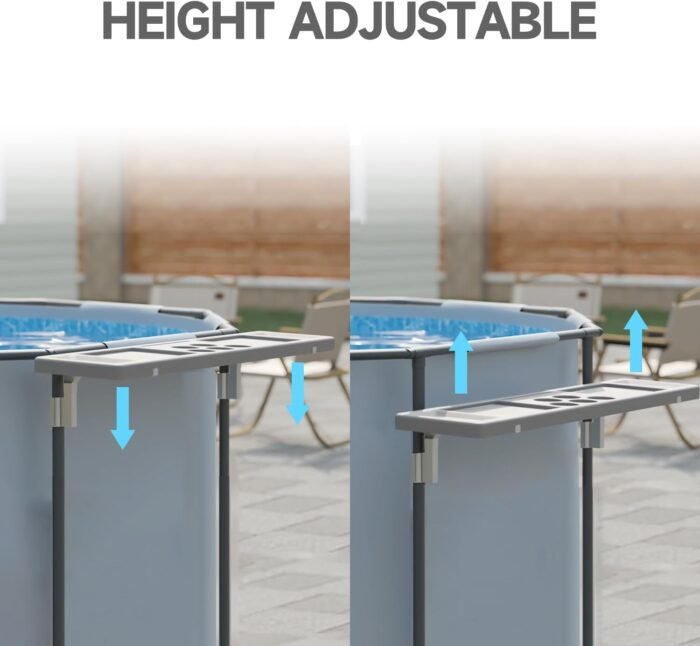 Above Ground Pool Bar Table, 2 in1 Poolside Drink Holder with 5 Cup Holders, Must Have Swimming Pool Accessories for Adults, Portable Swim Up Bar, 47×11in - Image 7