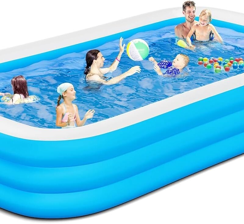 Extra Large Inflatable Pool for Adults,Lylting 145"x74"x22" Big Thickened Blow Up Swimming Pool with Repair Patch, Oversized Family Inflatable Pools for Backyard Lawn Indoor Outdoor(Pump not Included)