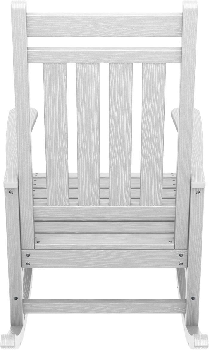 SERWALL Oversized Rocking Chair, Outdoor Rocking Chair for Adults, All Weather Resistant Porch Rocker for Lawn Garden, White - Image 8