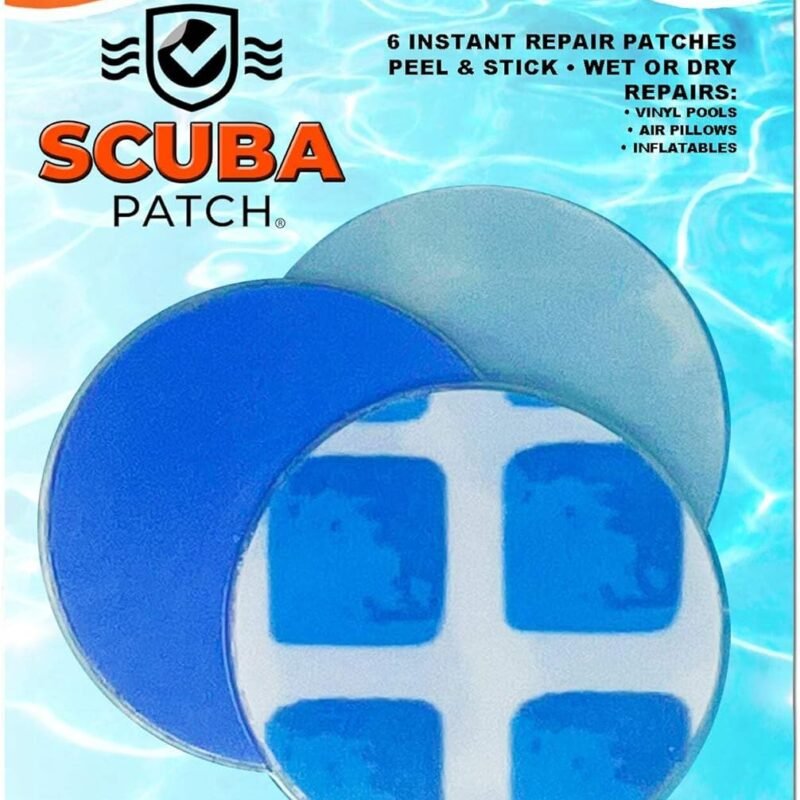 All-in-One Repair Kit for Above-Ground Pools | Fast, Underwater-Capable Peel-and-Stick OR Adhesive Glue-Down Vinyl Patches & for Easy Set and Frame Pools 2-1/2 Inch Peel and Stick