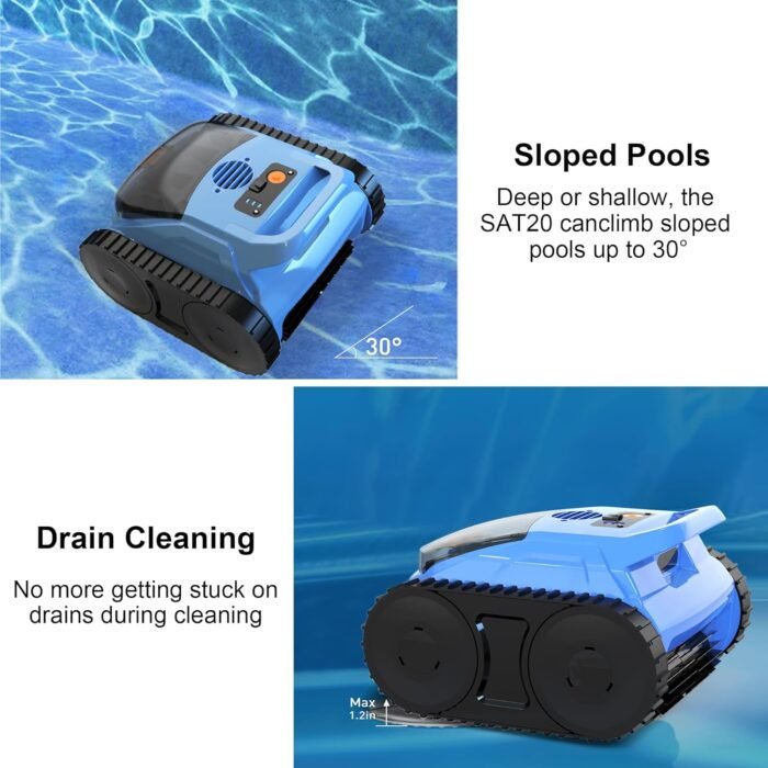 (2025 Upgrade) Pool Vacuum for Inground Pools, Robotic Pool Cleaner, Wall Climbing Pool Cleaner, Cleans Pool Floors, Drain & Walls & Waterline, Cleaning Up to 2100 Sq.ft, 180 Min - Image 6