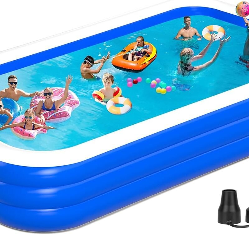 Extra Large Inflatable Pool for Family, 180'' x 76'' x 22'' Full-Sized Blow Up Pool for Adults, Oversized Thickened Inflatable Swimming Pool for Summer Water Party Backyard Garden Lawn