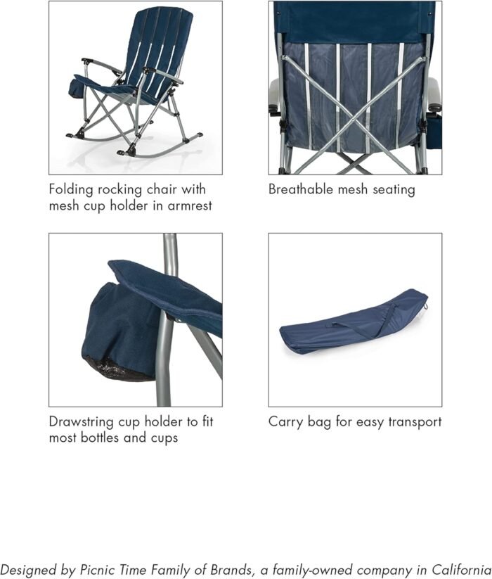 PICNIC TIME NCAA Outdoor Rocking, XL Heavy Duty Camping Chair for Adults - Image 10