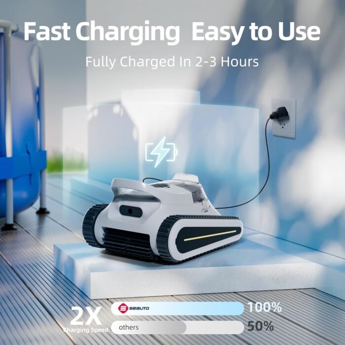 Pool Vacuum for Inground Pools, Cordless Robotic Pool Cleaner, Pool Vacuum with Upgraded Triple-Motor, Wall Climbing, Waterline Cleaning,150 min Battery Life for Pool Up to 2050 Sq.ft - Image 7