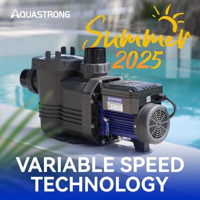 AQUASTRONG Variable Speed Pool Pump, 2 HP, 220V, 10566GPH, In/Above Pool Pump, Energy Efficient, High Flow, Powerful Self Primming Swimming Pool Pumps with Filter Basket - Image 2