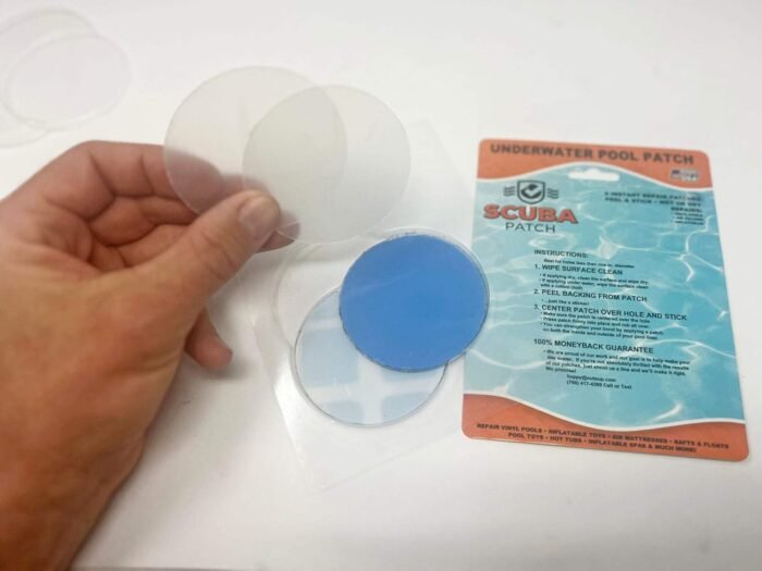 All-in-One Repair Kit for Above-Ground Pools | Fast, Underwater-Capable Peel-and-Stick OR Adhesive Glue-Down Vinyl Patches & for Easy Set and Frame Pools 2-1/2 Inch Peel and Stick - Image 6