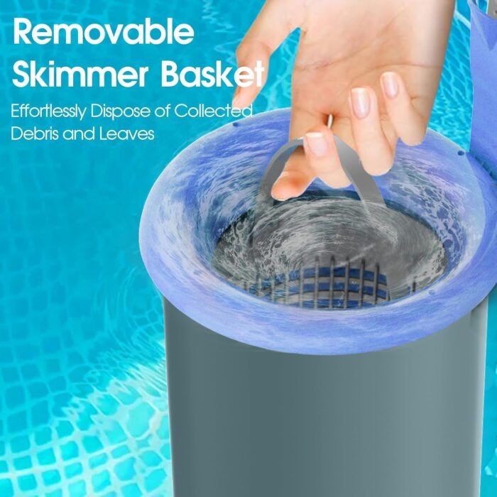 Wall Mount Swimming Pool Surface Debris Skimmer Basket with Socks Above Ground Pool Skimmer Kit with Quick Set Up & Adjustable Mounting Bracket for 800+ GPH Pumps - Blue - Image 8