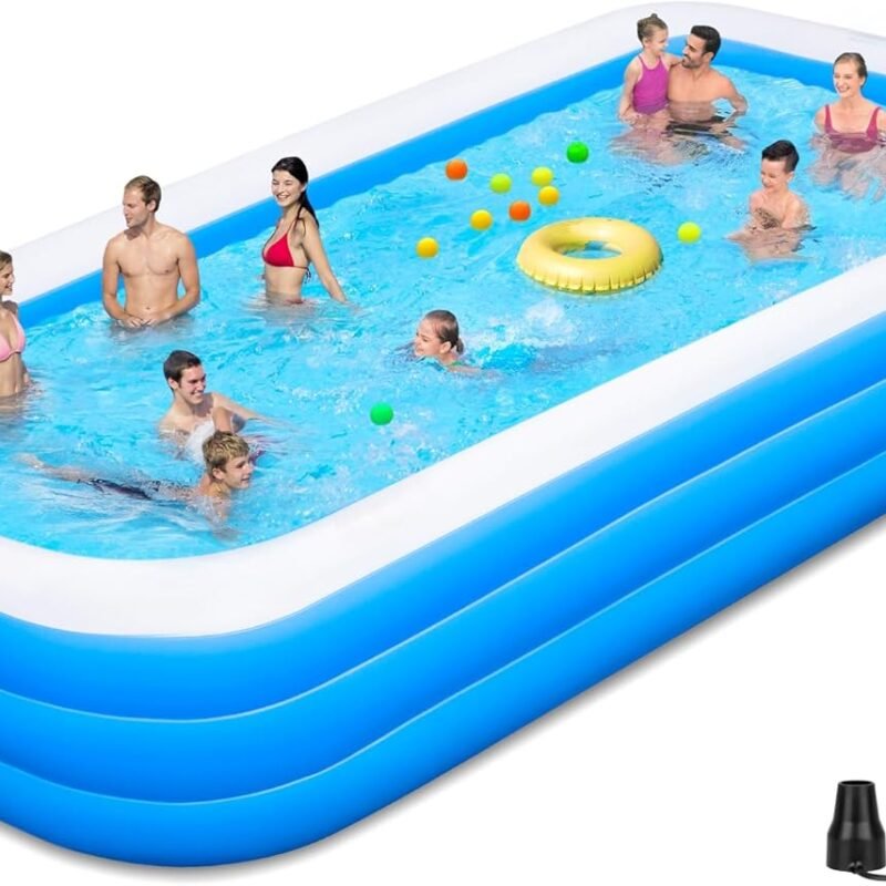 Large Inflatable Pool for Family, 165'' x 76'' x 22'' Full-Sized Blow Up Pool for Adults, Oversized Thickened Inflatable Swimming Pool for Summer Water Party Backyard Garden Lawn