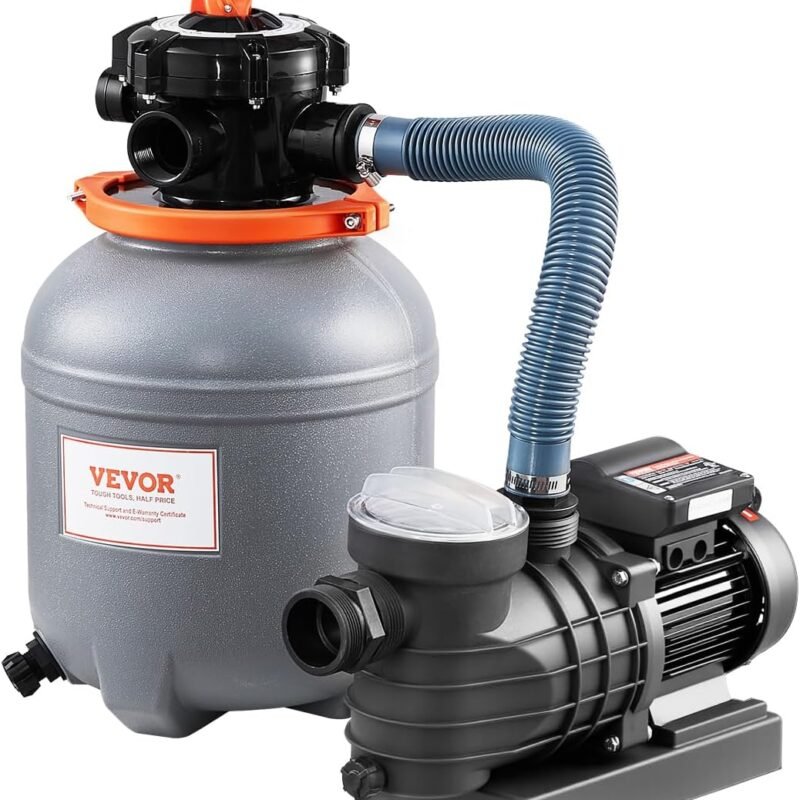 VEVOR Sand Filter Pump for Above Ground Pool, 12 in, 3000 GPH, 1/2 HP Swimming Pool Sand Filter Pump System, Krystal Clear with 6-Way Multi-Port Valve & Strainer Basket, Easy Installation for Pools