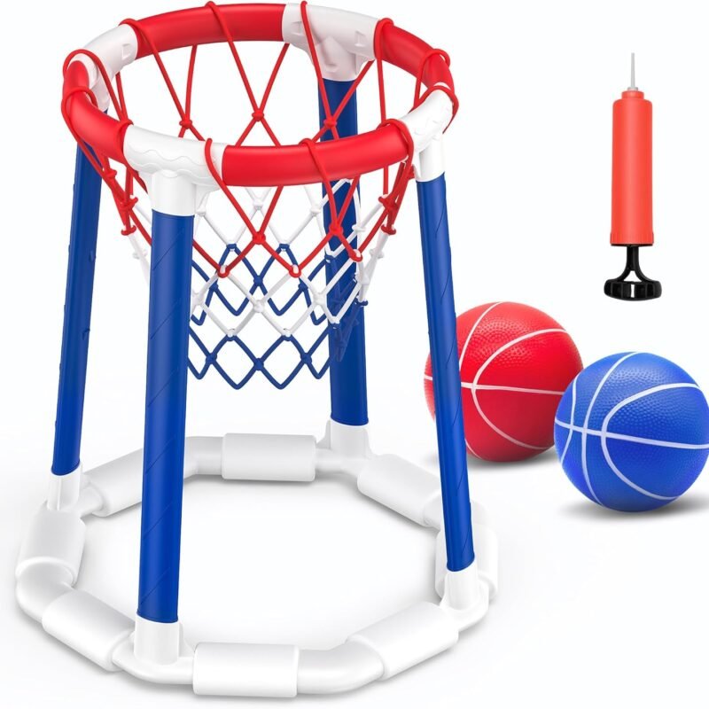 Pool Basketball Hoop Pool Games Pool Toys with 2 Basketballs Floating Basketball Hoop for Pool for Kids & Adults Indoor Outdoor