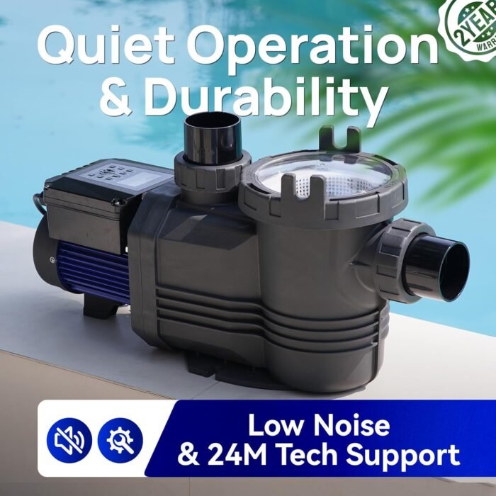 AQUASTRONG Variable Speed Pool Pump, 2 HP, 220V, 10566GPH, In/Above Pool Pump, Energy Efficient, High Flow, Powerful Self Primming Swimming Pool Pumps with Filter Basket - Image 6