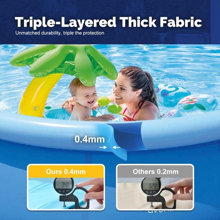 DIMAR GARDEN 12ft x 36in Inflatable Swimming Pool, Outdoor Round Top Ring Above Ground Pools - Image 4