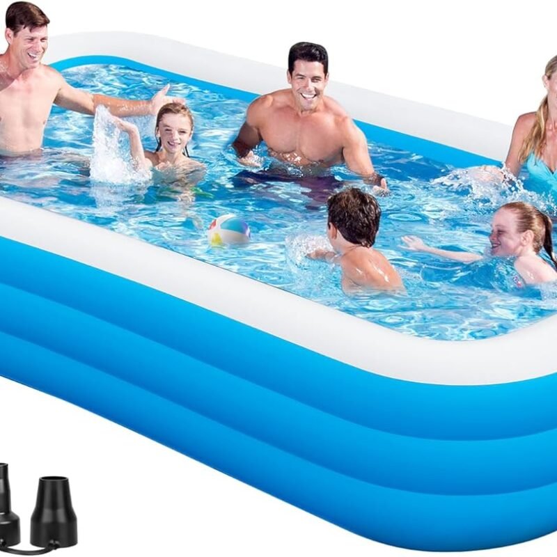 Inflatable Pool for Adults, 130"x72"x22" Extra Large Blow Up Pool with Pump, Full Size Family Swimming Pools for Backyard Garden Home Lawn Indoor Outdoor