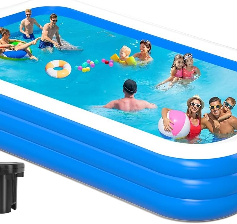 Extra Large Inflatable Pool with Pump - 180'' x 76'' x 22'' Oversized Thickened Blow Up Pool for Adults, Family Swimming Pool for Backyard, Garden and Outdoor Fun