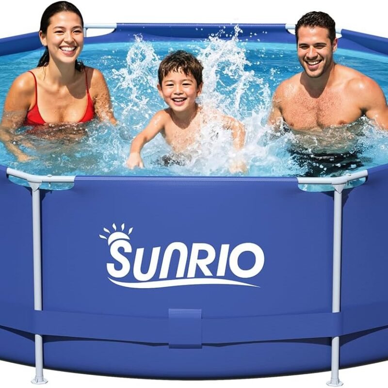 8'*30" Round Above Ground Swimming Pool for Kids and Adults Metal Frame Family Pool Capacity 800 Gallon(Pool ONLY)