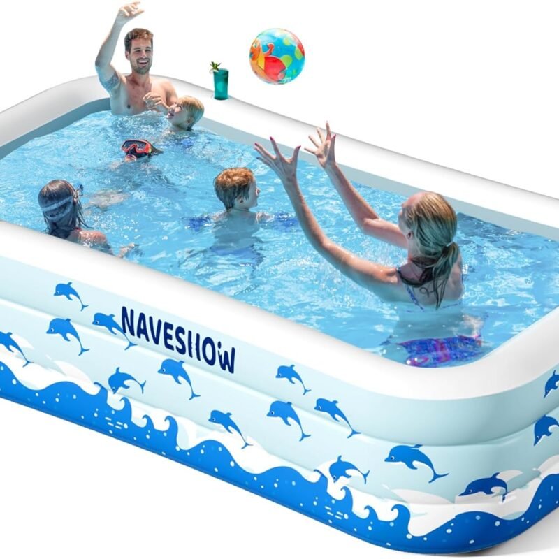 Inflatable Pool with Seats, Size:130"x 72" x 22" Ultra Thick Kiddie Pool for Kids and Adults, Blow Up Above Ground Swimming Pool for Family, Backyard, Garden, Lawn