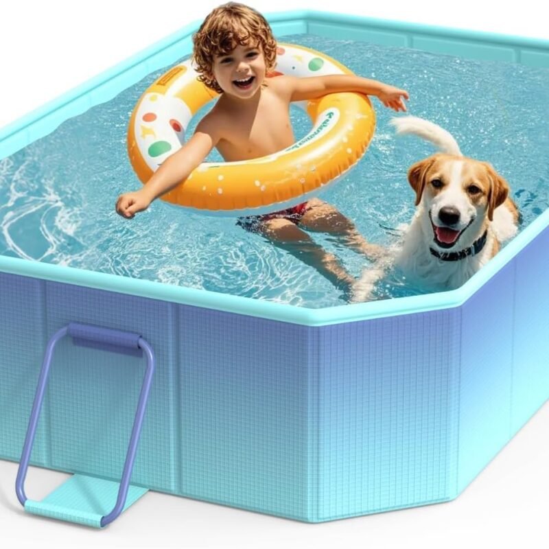 HeySplash Foldable Pool, Non Inflatable Pools for Kids and Adults, Outdoor Pool with Metal Bracket, Foldable Dog Pool Swimming Pool, Kids Pools for Backyard Outdoor Garden