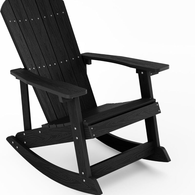 YEFU Outdoor Rocking Chair,Adirondack Rocking Chair,Patio Rocker Chair with Wide Back,Oversized Rocker Chair Look Like Real Wood, for Lawn, Porch, Backyard, Indoor and Garden(Blue)