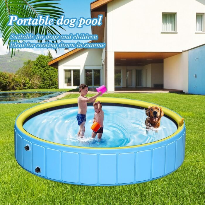 106 Foldable Kiddie Pool, Sprinkler Pool for Kids, Non Slip Heavy Duty Dogs Splash Pad, Large Hard Plastic Kiddie Bathtubs for Backyard, Portable Pet Swimming Tub for Summer Outdoor - Image 4