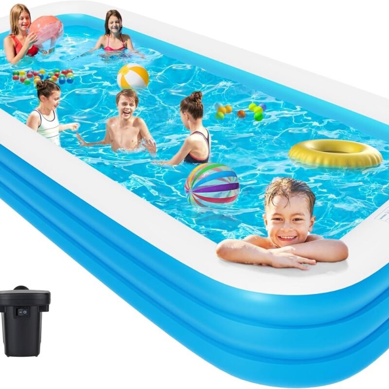 Large Inflatable Pool for Adults, 150" X 74" X 22" Big Swimming Pool Blow Up Pools, 2025 Upgraded Extra Oversized Thickened Family Pools for Backyard Summer Outdoor