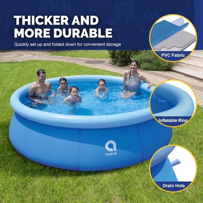 DIMAR GARDEN 12ft x 36in Inflatable Swimming Pool, Outdoor Round Top Ring Above Ground Pools - Image 3