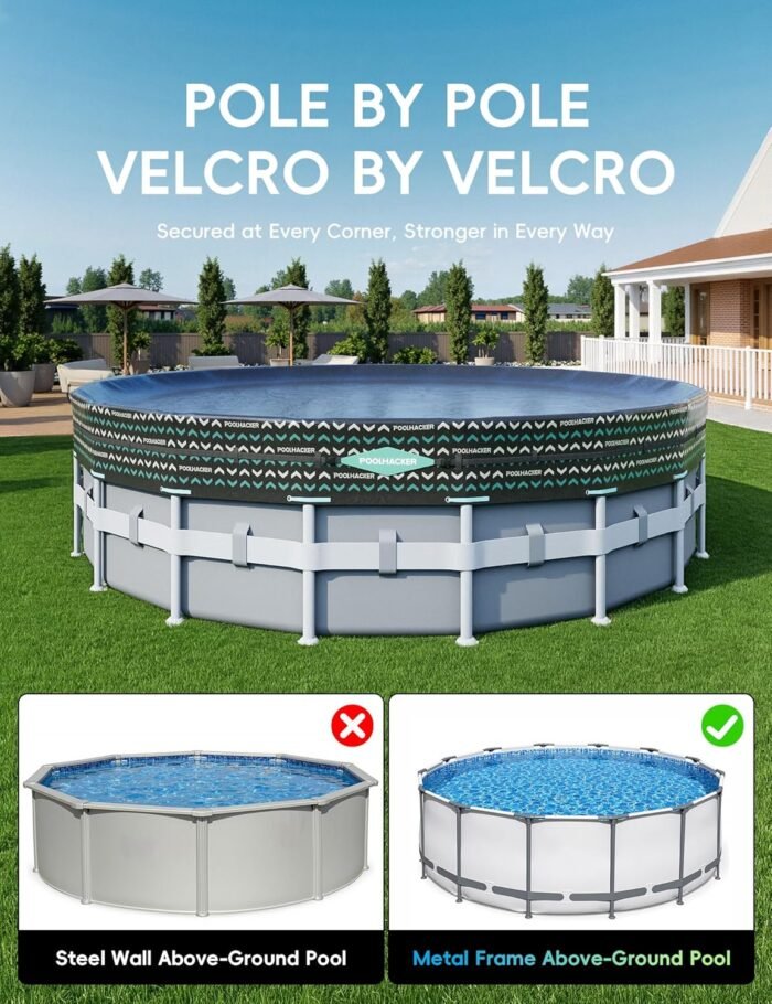18FT Round Pool Cover, Pool Covers for Above Ground Pools, Pool Cover Protector, Round Pool with Cover, Swimming Pool Cover, Tear-Resistant & Dustproof（Black） - Image 2