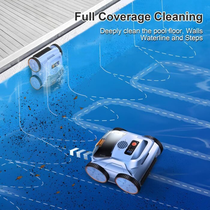 (2025 New) Robotic Pool Vacuum, Robotic Pool Cleaner for Inground Pools, Smart Navigation, Floor/Wall/Waterline Cleaning, 180 Mins Runtime for Pool Up to 2100 Sq.ft - Image 6