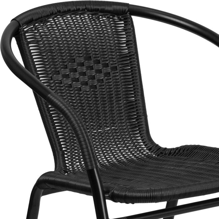 Flash Furniture Lila Modern Rattan Indoor/Outdoor Stackable Dining Chairs, Stacking Rattan Bistro Chairs for Patio or Restaurant, Set of 4, Black - Image 11