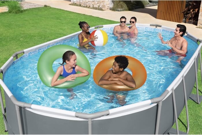 Bestway Power Steel 16' x 10' x 42" Rectangular Metal Frame Above Ground Swimming Pool Set with 1000 GPH Filter Pump, Ladder, and Pool Cover - Image 5