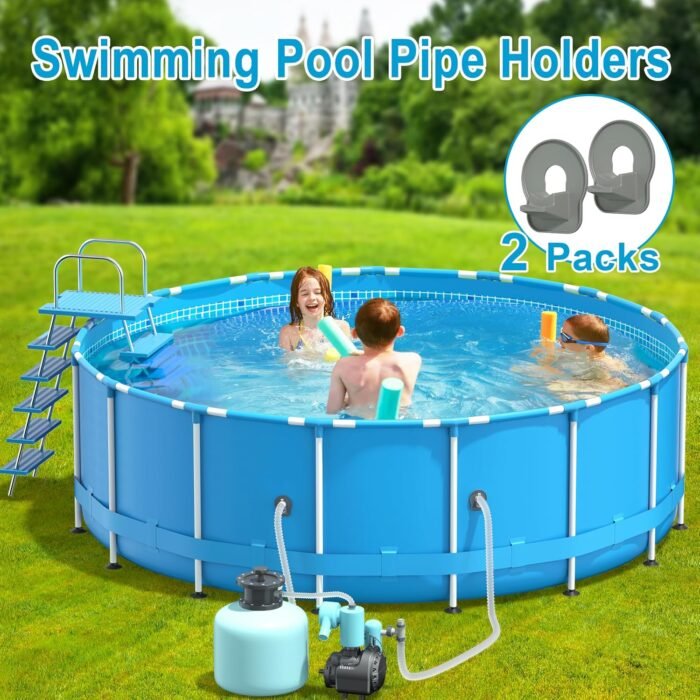 2 Pack Swimming Pool Pipe Holders, Above Ground Swimming Pool Hose Support Holder with Tape, Designed Compatible with Intex Pools - Image 6