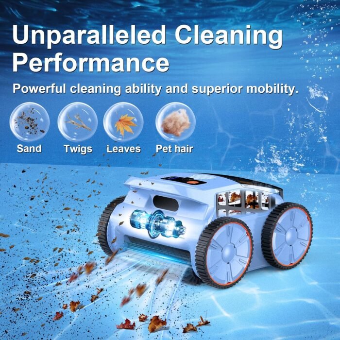 (2025 New) Robotic Pool Vacuum, Robotic Pool Cleaner for Inground Pools, Smart Navigation, Floor/Wall/Waterline Cleaning, 180 Mins Runtime for Pool Up to 2100 Sq.ft - Image 2