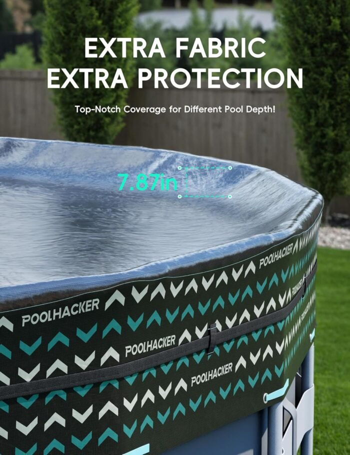 18FT Round Pool Cover, Pool Covers for Above Ground Pools, Pool Cover Protector, Round Pool with Cover, Swimming Pool Cover, Tear-Resistant & Dustproof（Black） - Image 4