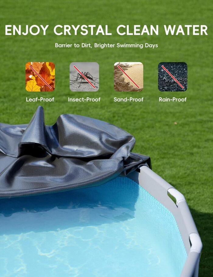 18FT Round Pool Cover, Pool Covers for Above Ground Pools, Pool Cover Protector, Round Pool with Cover, Swimming Pool Cover, Tear-Resistant & Dustproof（Black） - Image 7