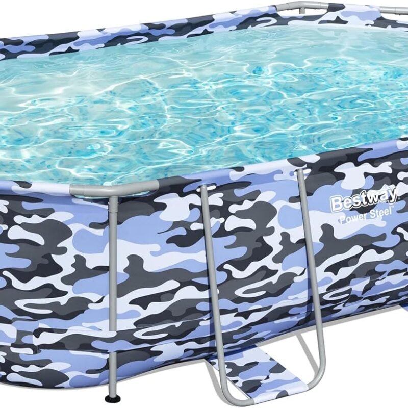 Bestway: Steel Pro Max - Oval Swimming Pool Set - 14' x 8'2" x 39.5, Blue Camo - Above Ground, Tritech Construction, Filter Pump, Ladder, 1,915 Gal.