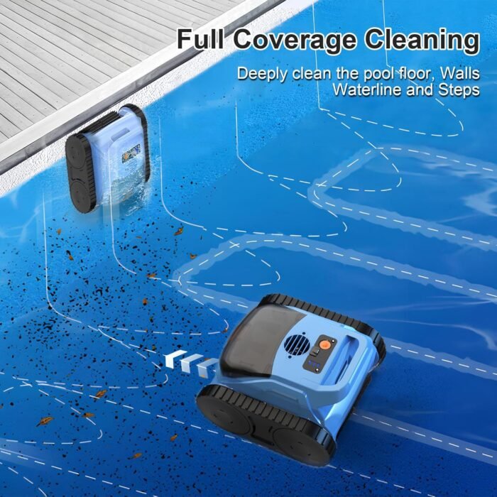 (2025 Upgrade) Pool Vacuum for Inground Pools, Robotic Pool Cleaner, Wall Climbing Pool Cleaner, Cleans Pool Floors, Drain & Walls & Waterline, Cleaning Up to 2100 Sq.ft, 180 Min - Image 5