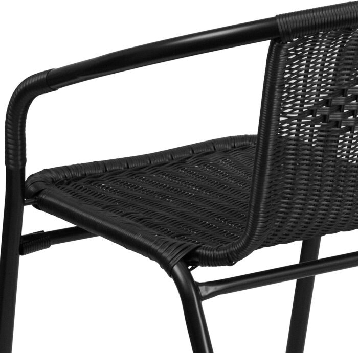 Flash Furniture Lila Modern Rattan Indoor/Outdoor Stackable Dining Chairs, Stacking Rattan Bistro Chairs for Patio or Restaurant, Set of 4, Black - Image 12