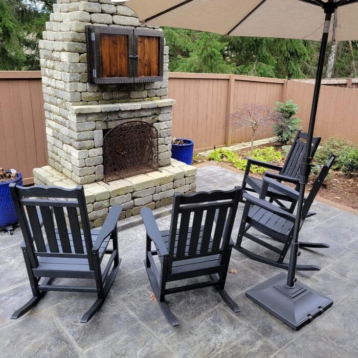 Stoog All-Weather Patio Rocking Chair with 400 lbs Weight Capacity, Oversized Porch Rocker Chair, for Backyard, Fire Pit, Lawn, Garden, Outdoor and Indoor, Black - Image 2