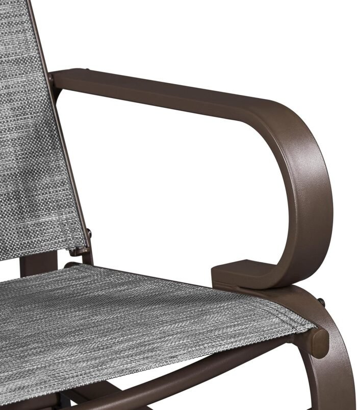 Yaheetech Outdoor Patio Glider, Rocking Lounge Chair with Sling Fabric and Steel Construction for Porch Patio Balcony Set of 2 - Image 7