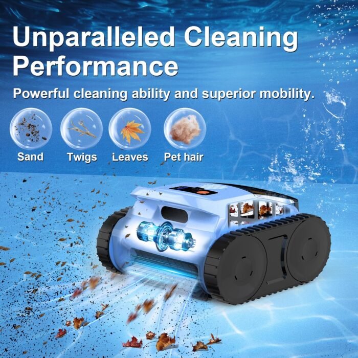 (2025 Upgrade) Pool Vacuum for Inground Pools, Robotic Pool Cleaner, Wall Climbing Pool Cleaner, Cleans Pool Floors, Drain & Walls & Waterline, Cleaning Up to 2100 Sq.ft, 180 Min - Image 2