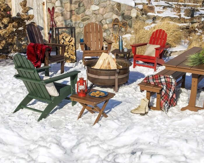 Polywood Vineyard Adirondack Chair, Outdoor Patio Furniture, All-Weather Composite, Pool Deck Garden Chair, Made in USA, Slate Grey - Image 2