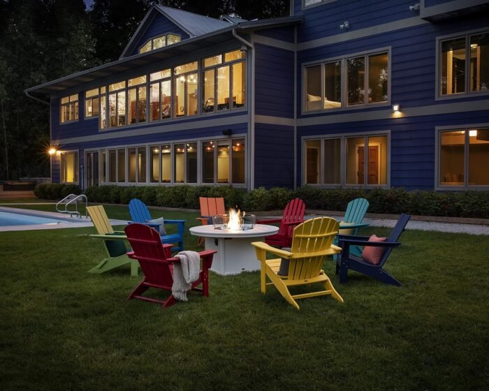 Polywood Vineyard Adirondack Chair, Outdoor Patio Furniture, All-Weather Composite, Pool Deck Garden Chair, Made in USA, Slate Grey - Image 5