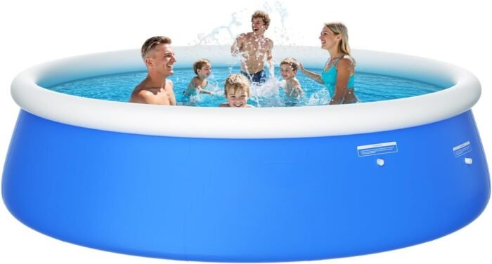 2025 Upgrade 10'*30" Round Inflatable Top Ring Above Ground Swimming Pool Fast Easy to Set Up for Summer Outdoor Garden Backyard Childen Adults