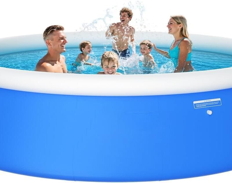 2025 Upgrade 10'*30" Round Inflatable Top Ring Above Ground Swimming Pool Fast Easy to Set Up for Summer Outdoor Garden Backyard Childen Adults
